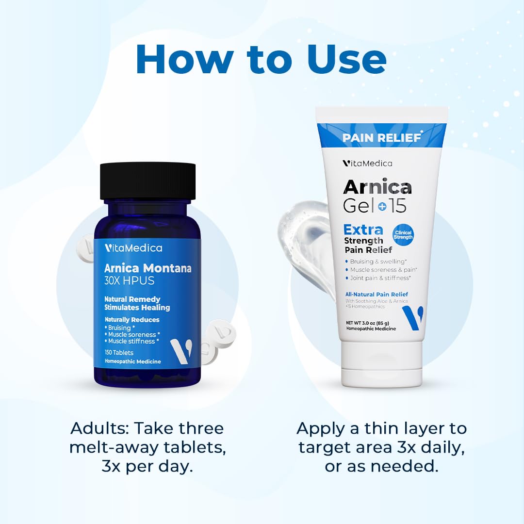 VitaMedica Arnica Montana Tablets & Arnica Gel Bundle – Support for Bruising, Swelling & Soreness, 150 Rapid-Dissolve Tablets + 3 oz Water-Based Gel VitaMedica uk supplements