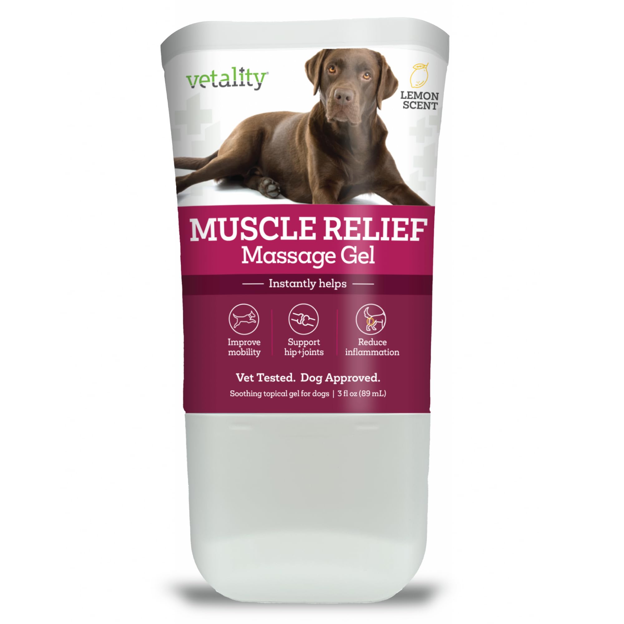 Vetality Muscle Rub Ointment for Dogs | Fast Pain Relief | Soothing Topical Anti-Inflammatory | 3 fl oz | Lemon Scent Vetality uk supplements