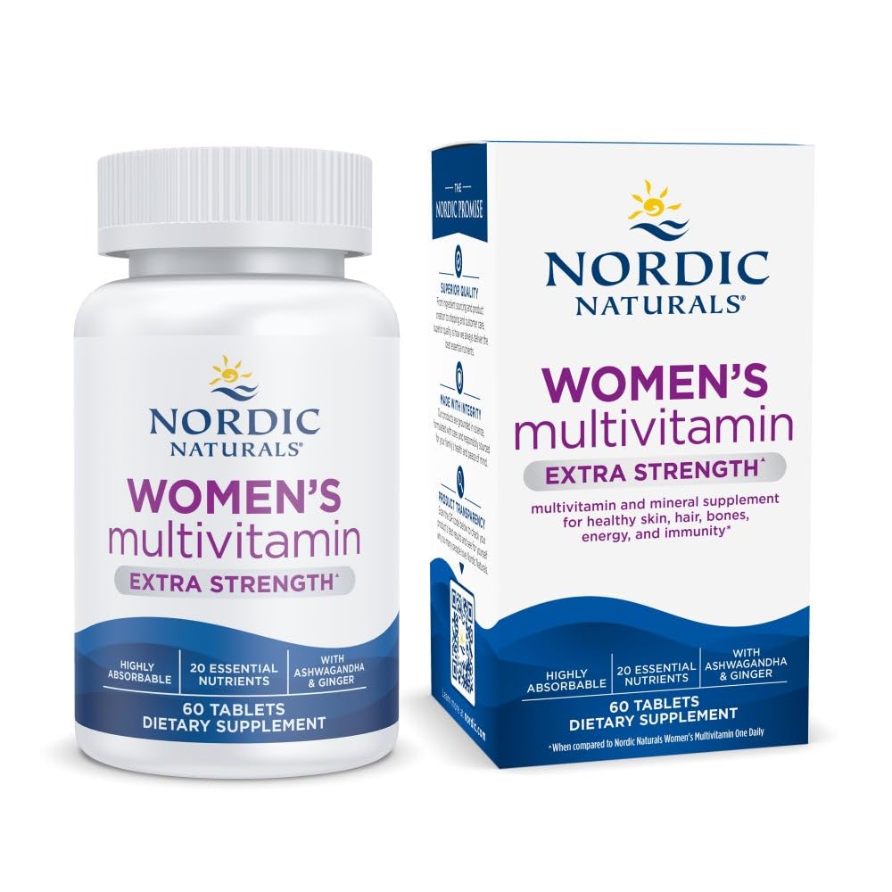 Nordic Naturals Women’s Multivitamin Extra Strength - Skin, Hair, Energy, & Bone Support - Immunity Supplement - 20 Essential Nutrients - 60 Tablets - 30 Servings Nordic Naturals uk supplements