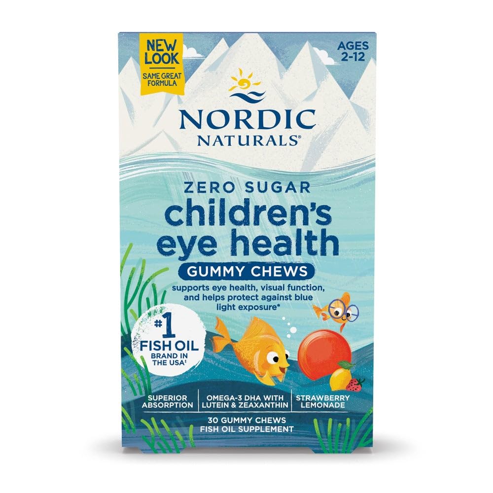 Nordic Naturals Children’s Eye Health Gummies, Strawberry Lemonade - 30 Gummies for Kids - 484 mg Total Omega-3s DHA, Lutein & Zeaxanthin - Brain Health, Antioxidant Support, Non-GMO - 30 Servings Nordic Naturals uk supplements