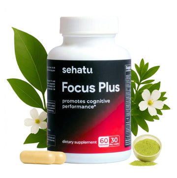 SEHATU Focus Plus Cognitive Performance Enhancer | with N-Acetyl L-Tyrosine, DMAE Bitartrate, GABA, Glutamic Acid | Boosts Focus, Enhances Memory, Supports Brain Health | 60 Count | 30 Day Supply SEHATU uk supplements