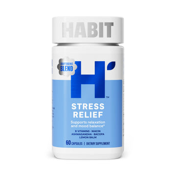 Habit Stress Relief Supplement (60 Capsules) - New Look, Supports Relaxation & Mood Balance, Vitamin B, Adaptogens, Lemon Balm, Calming, Vegan, Non-GMO (1 Pack) H' Habit uk supplements