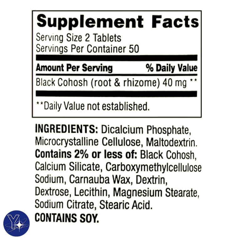Black Cohosh Menopause Support Dietary Supplement Tablets Spring Valley YOLOMOLO uk supplements