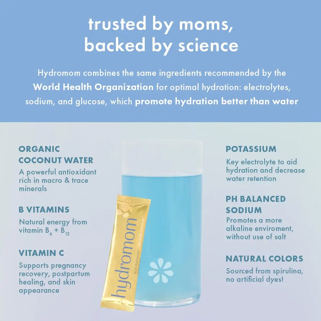 Boobie Hydromom Superfood Electrolyte Drink Mix, Blue Raspberry Lemonade | Refreshing Energy & Hydration Boost for Mamas | On-The-Go & Travel Essentials for Pregnancy, Boobie Brands uk supplements