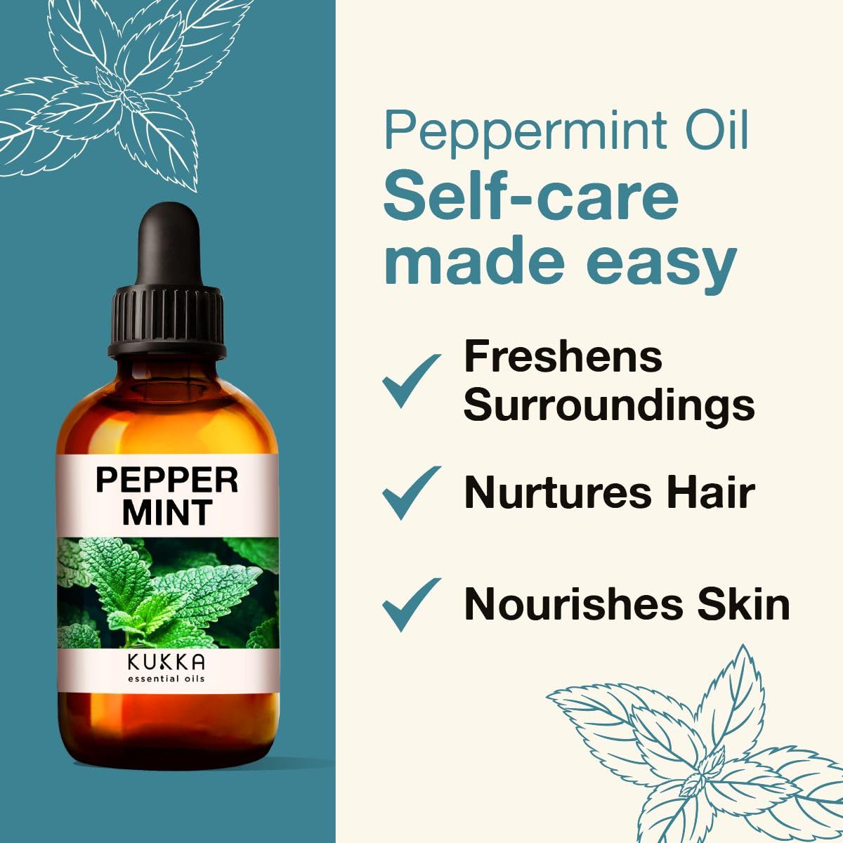 Kukka Peppermint Oil for Hair - Natural Mint Essential Oils - Premium Grade Natural Peppermint Essential Oil KUKKA essential oils uk supplements
