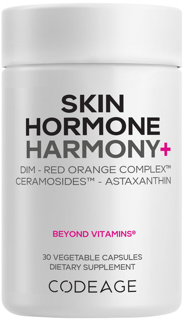 Codeage Skin Hormone Harmony+ Supplement – Skin Hair Support with Ceramosides, Red Orange Complex, Diindolylmethane, Astaxanthin, Vitamin C Ascorbic Acid, Liposomal Delivery – Non-GMO – 30 Capsules Codeage uk supplements