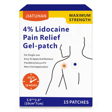 JIATUHAN 4% Lidocaine Pain Relief Patches – Maximum Strength for Back, Neck, Joint & Muscle Pain – Long-Lasting & Flexible – 15 Patches JIATUHAN uk supplements