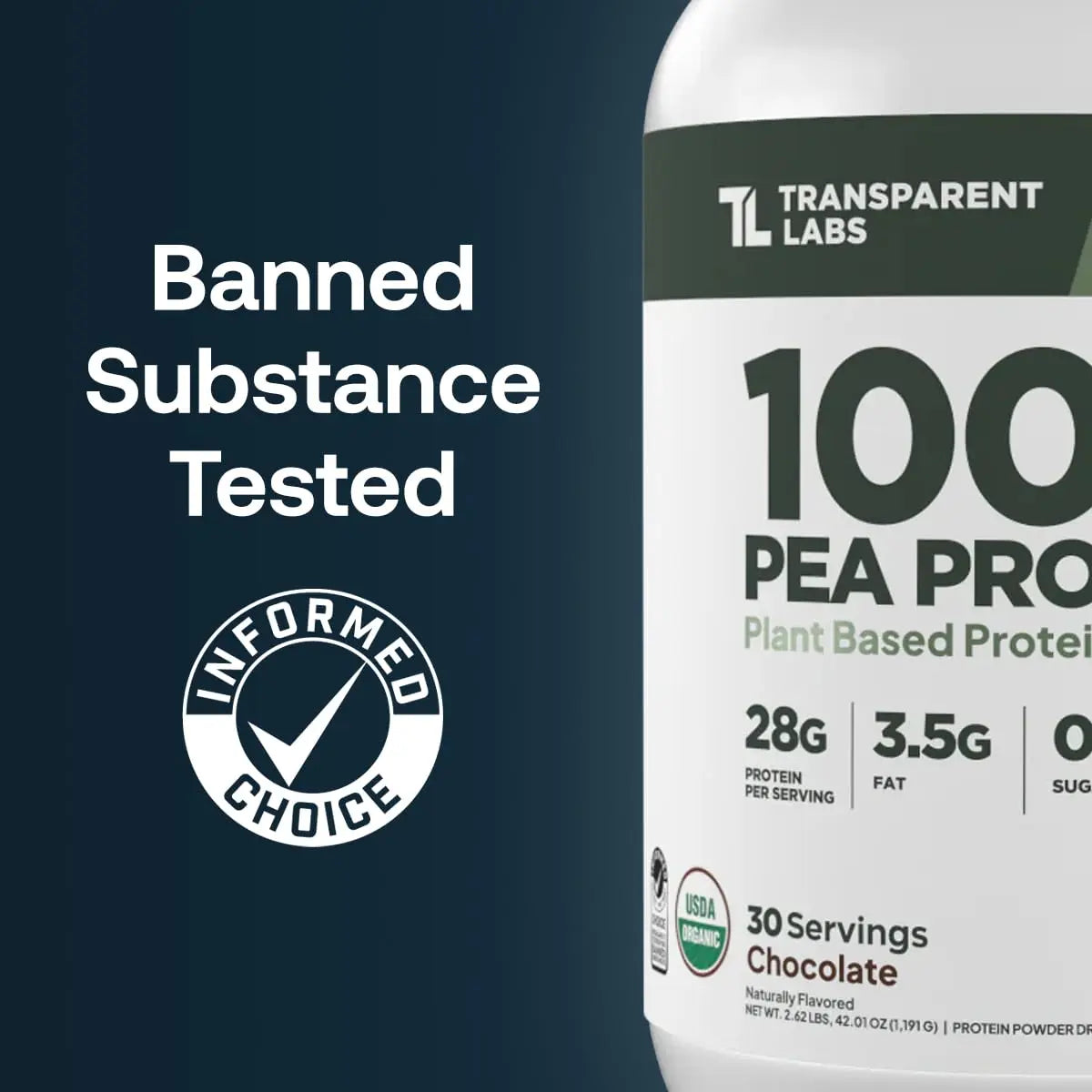 Transparent Labs 100% Pea Protein Powder - 28g Organic Plant Protein per Serving, Clean Pea Isolate Powder, USDA Organic, Vegan, Gluten-Free, Sugar-Free, Non-GMO - 30 Servings, Chocolate Transparent Labs uk supplements
