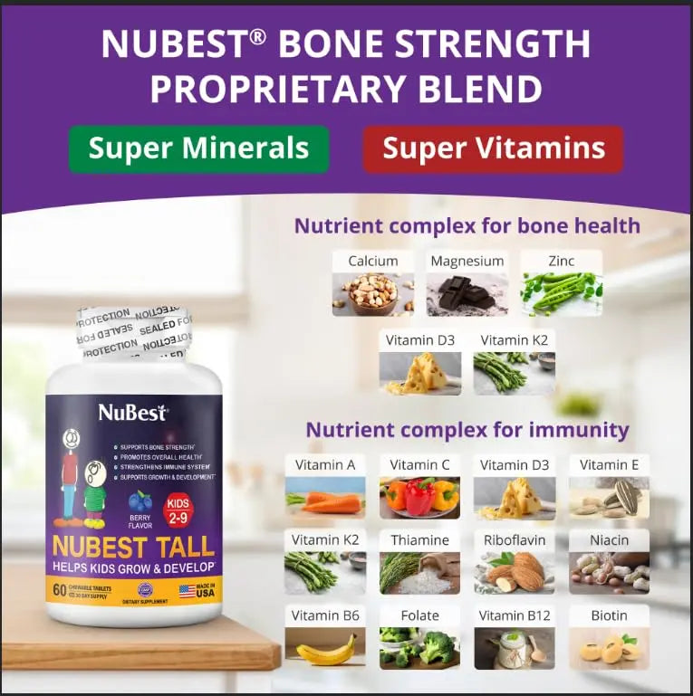 NuBest Tall Kids - Multivitamins & Minerals for Age 2 to 9 - Bone Strength & Immunity Support - Helps Kids, Toddlers Healthy NuBest uk supplements