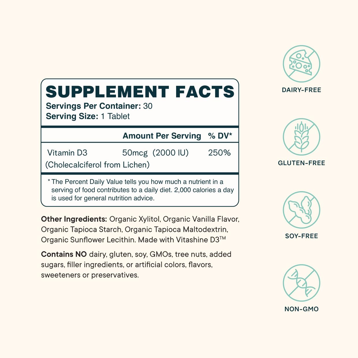 Ora Organic Vitamin D3 2000IU - Vegan Vitamin D Chewables from Lichen for Bone Health, Immune Support, & Mood | Maximum Absorption - 1 Month Supply, 30 Vegan Chewable Vanilla Tablets Ora Organic uk supplements
