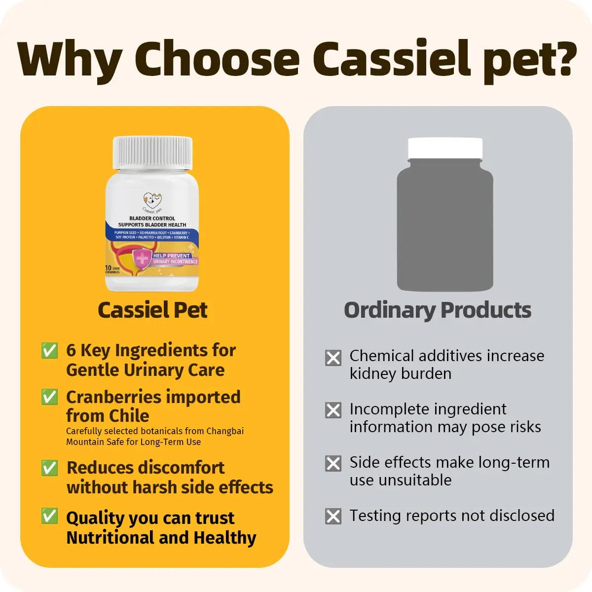 Cassiel Pet Bladder Supports Chews for Urinary Tract Health, Infection Treatments, Bladder Health, Dog UTI, Bladder Stones, Incontinence Support, Urinary Pain Relief for Cat & Dog 10 Chews (1 Bottle) Cassiel pet uk supplements