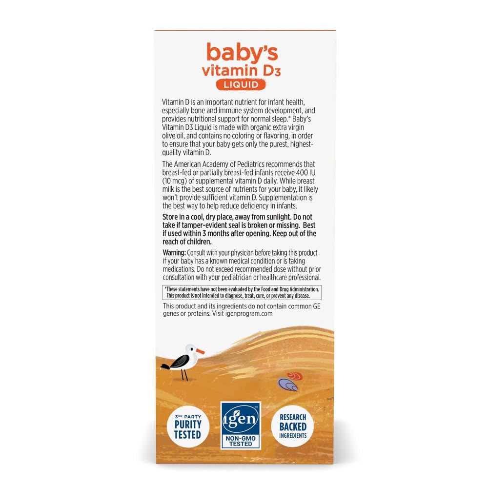 Nordic Naturals Baby’s Vitamin D3, Unflavored - 0.76 oz - 400 IU Vitamin D3 - Healthy Bones, Immune System Support, Normal Sleep Rhythms - Non-GMO, Certified Vegetarian - 90 Servings Nordic Naturals uk supplements