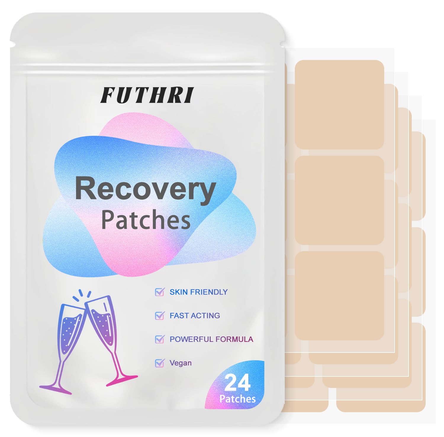 FUTHRI Recovery Patch 24 Pack: Wake Up Refreshed with Natural Ingredients - Waterproof & Skin-Friendly - Pre-Drink Patch for Festivals & Nights Out FUTHRI uk supplements