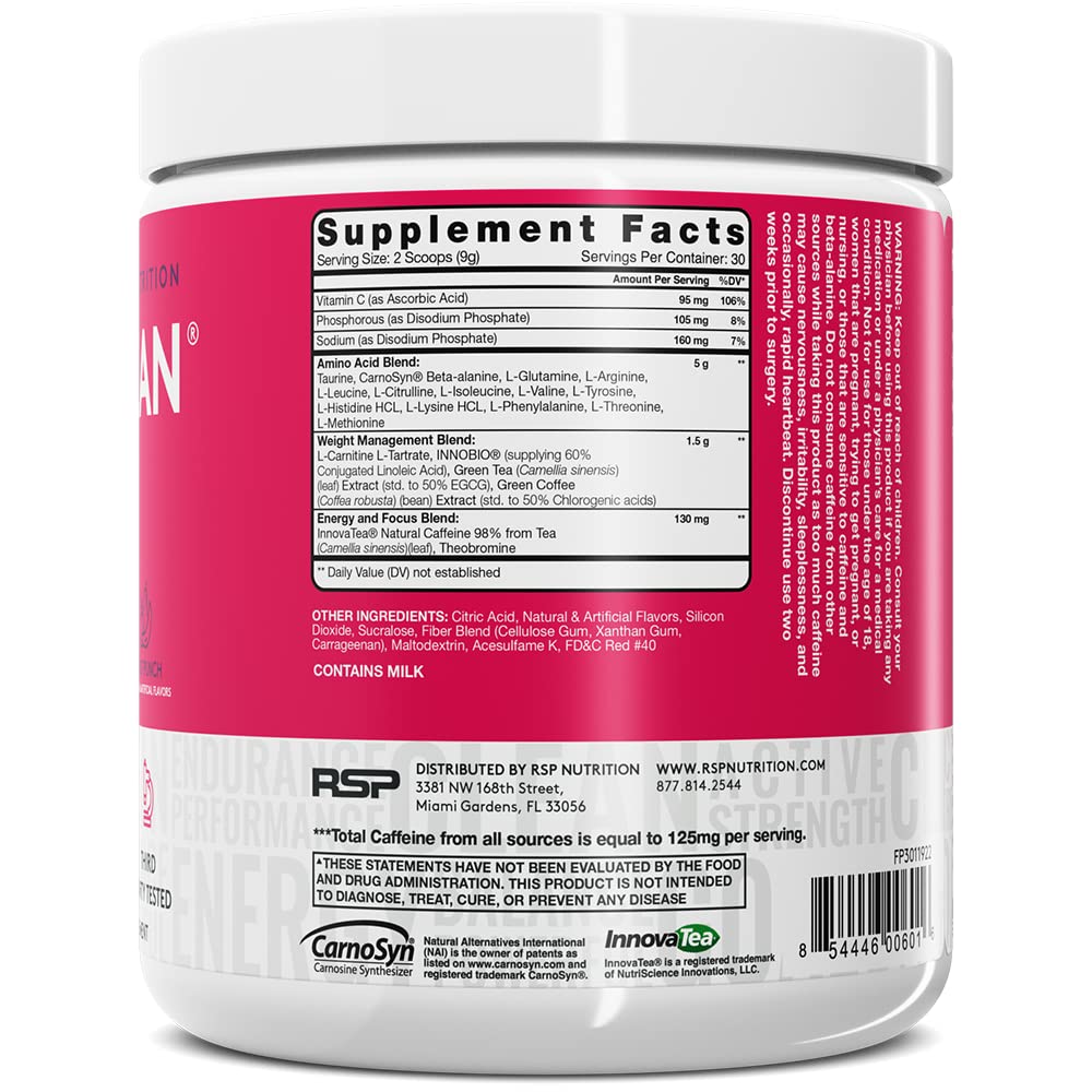RSP NUTRITION AminoLean Pre Workout Powder, Amino Energy & Weight Management RSP NUTRITION uk supplements