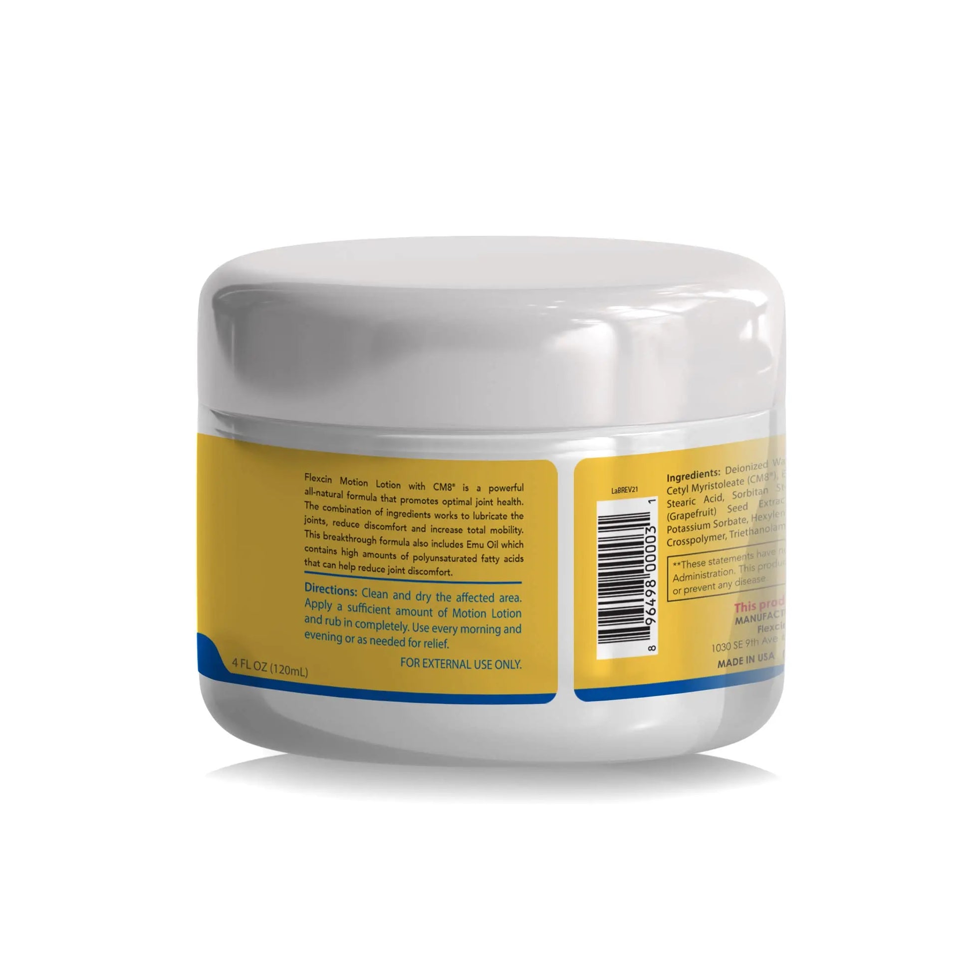 Flexcin Motion Lotion with CM8 - Joint & Muscle Therapy Cream for Back, Neck, Knee, Hand, Foot - Fast Absorbing with DMSO, Emu Oil, Aloe Vera - Non-Greasy 4oz Jar Flexcin uk supplements