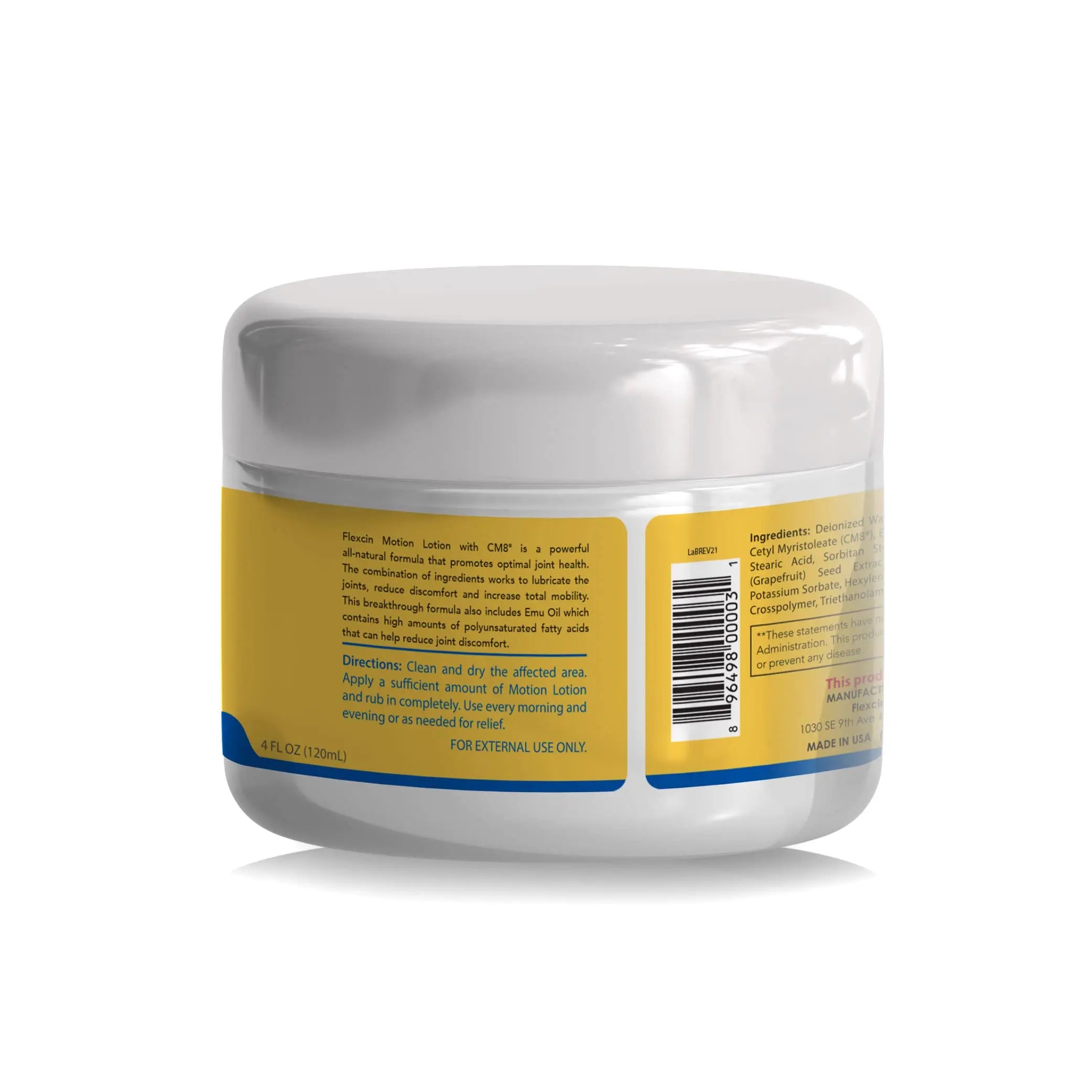 Flexcin Motion Lotion with CM8 - Joint & Muscle Therapy Cream for Back, Neck, Knee, Hand, Foot - Fast Absorbing with DMSO, Emu Oil, Aloe Vera - Non-Greasy 4oz Jar Flexcin uk supplements