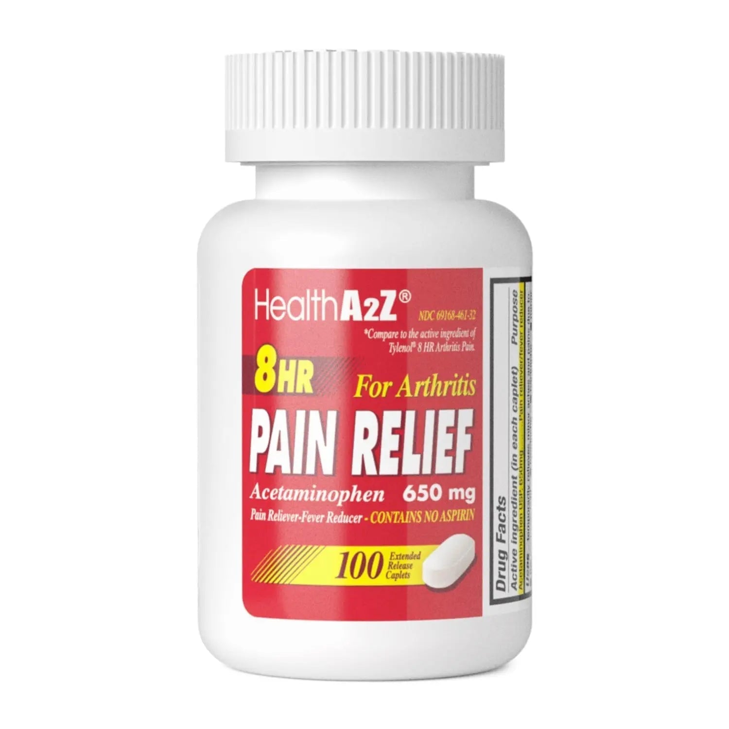 HealthA2Z® Pain Relief Extended Release | Acetaminophen 650mg | 8 Hours | Arthiritis Pain | Pain Reliever - Fever Reducer | Contains no Aspirin (100 Count) HealthA2Z uk supplements
