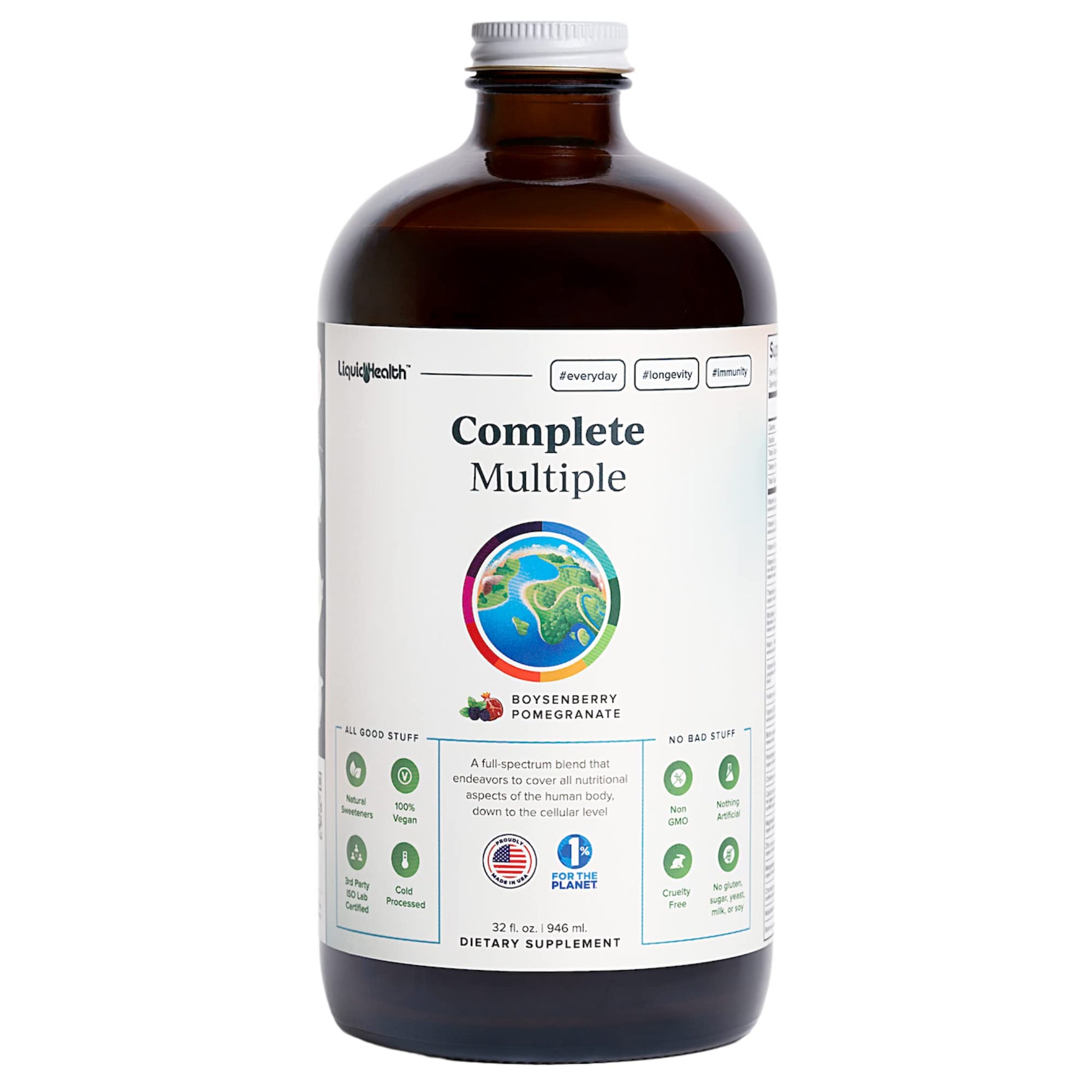 LIQUIDHEALTH Complete Multiple Adult Liquid Multivitamin - Essential Vitamins, Minerals & Nutrients, Immune Support, Gut Health, Energy, Detox - Made in USA, Vegan, Non-GMO, Sugar-Free (32 oz) LIQUIDHEALTH uk supplements