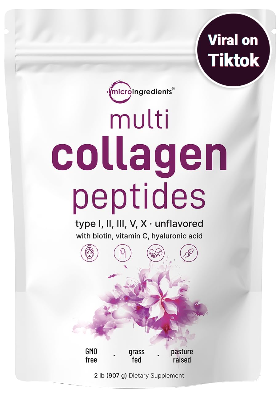Micro Ingredients Multi Collagen Protein Powder, 2 Pounds – Type I,II,III,V,X with Biotin Micro Ingredients uk supplements