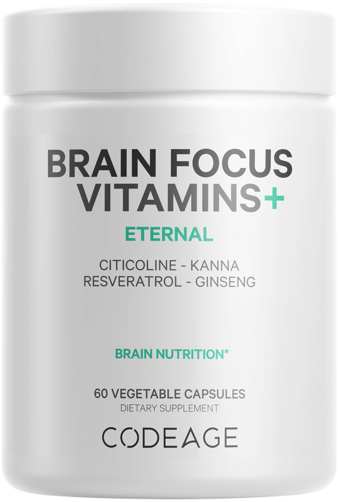 Codeage Brain Focus Vitamins+ Nootropic Supplement with Citicoline as Cognizin, Panax Ginseng, Resveratrol, Gotu Kola, Vitamin B12 Methylcobalamin - Liposomal Delivery - Non-GMO - 60 Capsules Codeage uk supplements