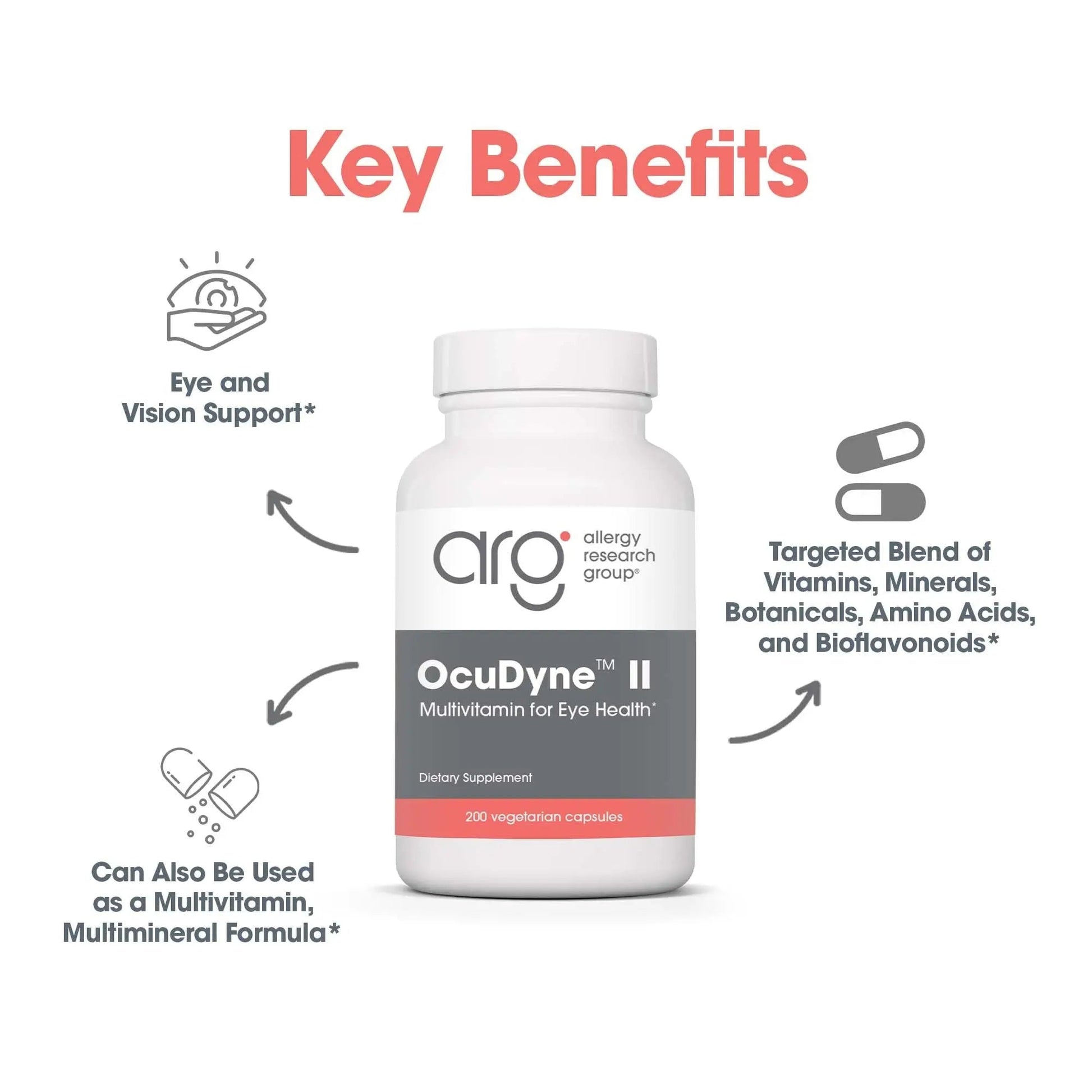 Allergy Research Group OcuDyne II Supplement - Eye Support Vitamins for Vision, Eye Health for Adults, Vision Support, Multivitamin Formula Allergy Research Group uk supplements