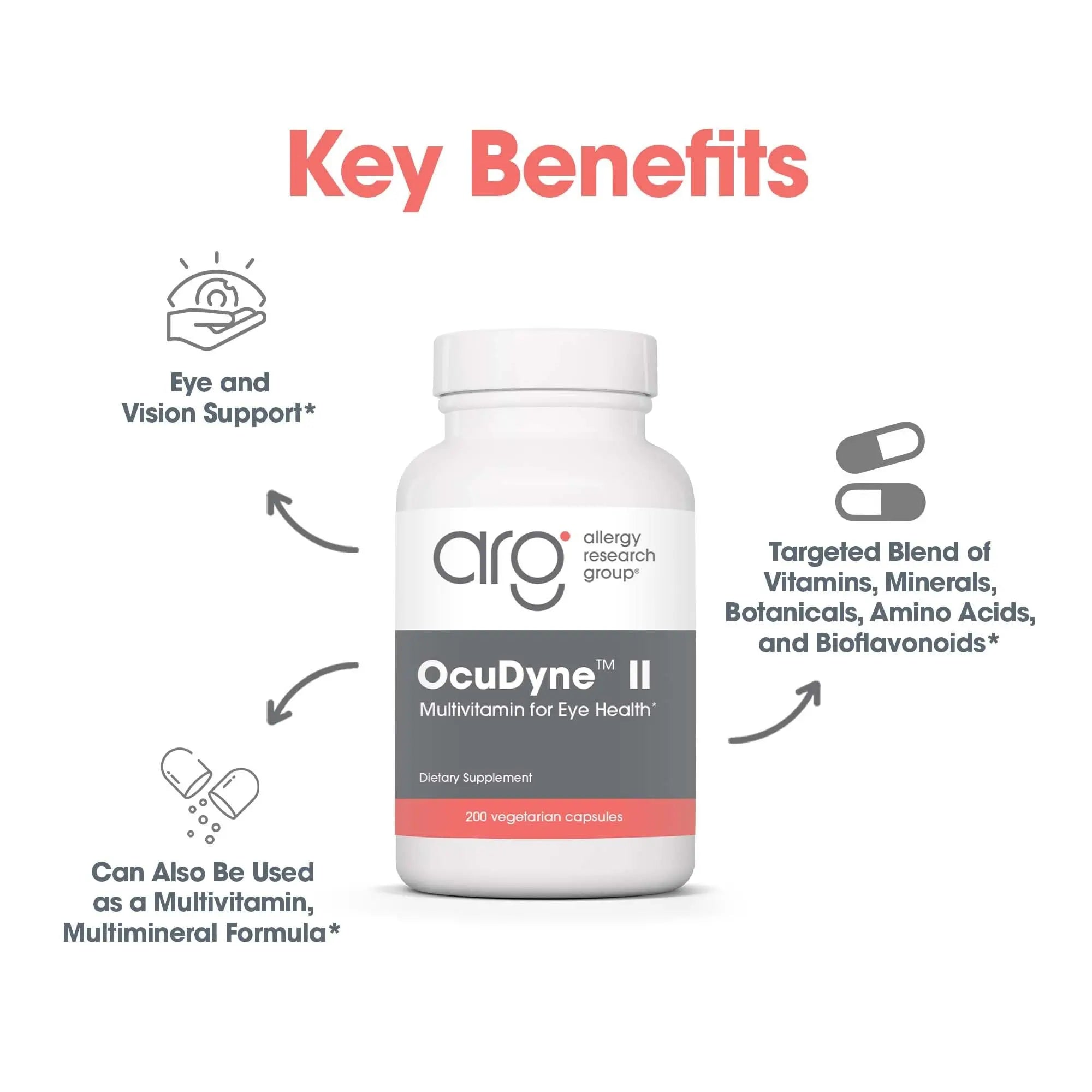 Allergy Research Group OcuDyne II Supplement - Eye Support Vitamins for Vision, Eye Health for Adults, Vision Support, Multivitamin Formula Allergy Research Group uk supplements