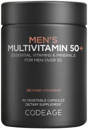 Codeage Men's Multivitamin 50+ Supplement - Essential Vitamins for Men Over 50 Years Old, Minerals, CoQ10, Turmeric, Saw Palmetto, Maca, Panax Ginseng, Probiotics & Botanicals - Non-GMO - 90 Capsules Codeage uk supplements