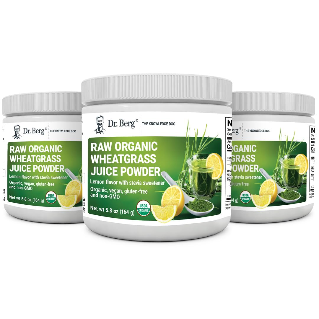 Dr. Berg's Raw Wheatgrass Juice Powder (60 Servings) - USDA Certified Organic Dr. Berg Nutritionals uk supplements