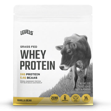 Levels Grass Fed Whey Protein Powder, No Artificials, 24G of Protein, Vanilla Bean, 1LB Levels Nutrition uk supplements