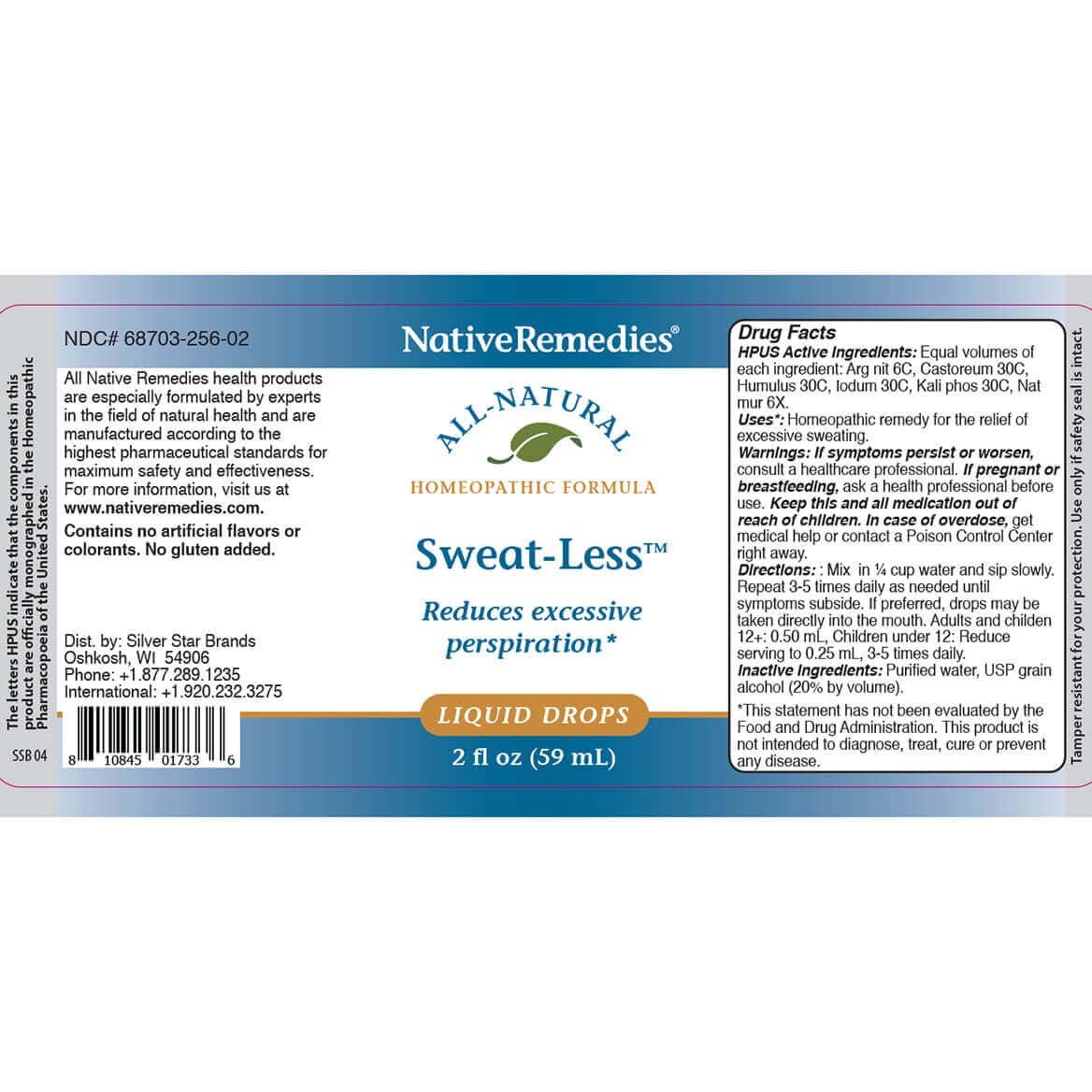 Native Remedies Sweat-Less - Natural Homeopathic Formula for Excessive Sweating, Perspiration and Clamminess - 59 mL Native Remedies uk supplements