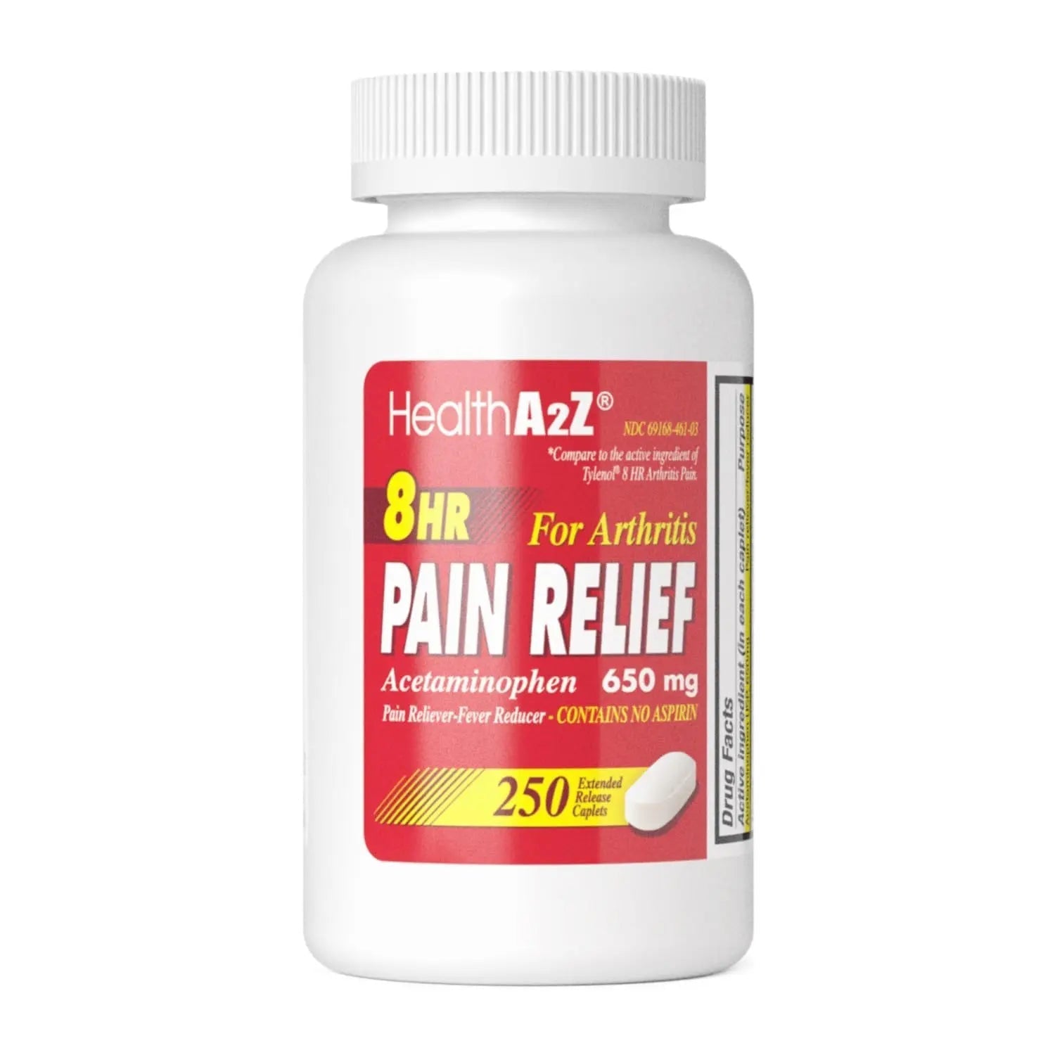 HealthA2Z® Pain Relief Extended Release | Acetaminophen 650mg | 8 Hours | Arthiritis Pain | Pain Reliever - Fever Reducer | Contains no Aspirin | (250 Caplets) HealthA2Z uk supplements