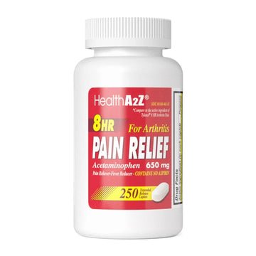 HealthA2Z® Pain Relief Extended Release | Acetaminophen 650mg | 8 Hours | Arthiritis Pain | Pain Reliever - Fever Reducer | Contains no Aspirin | (250 Caplets) HealthA2Z uk supplements