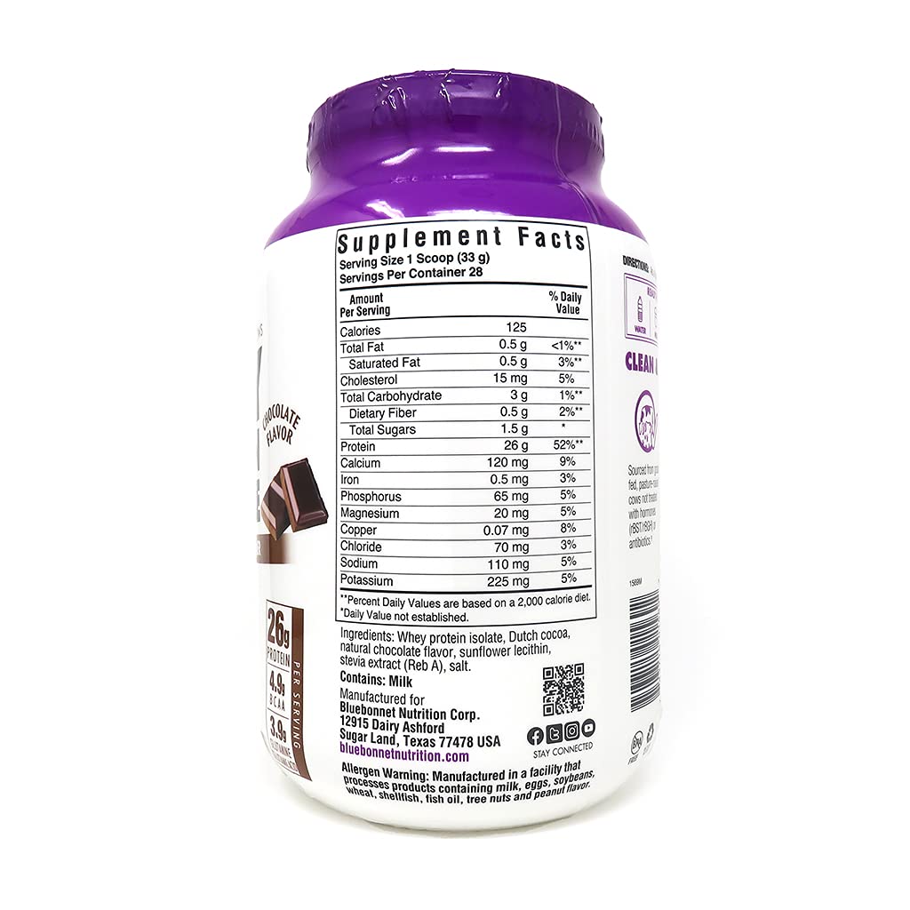 BlueBonnet 100% Natural Whey Protein Isolate Powder, Chocolate, 2 Pound Bluebonnet uk supplements