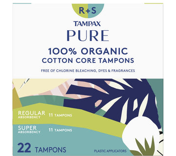 Tampax PURE COTTON 22-pack (11 Regular/11 Super) Tampax uk supplements