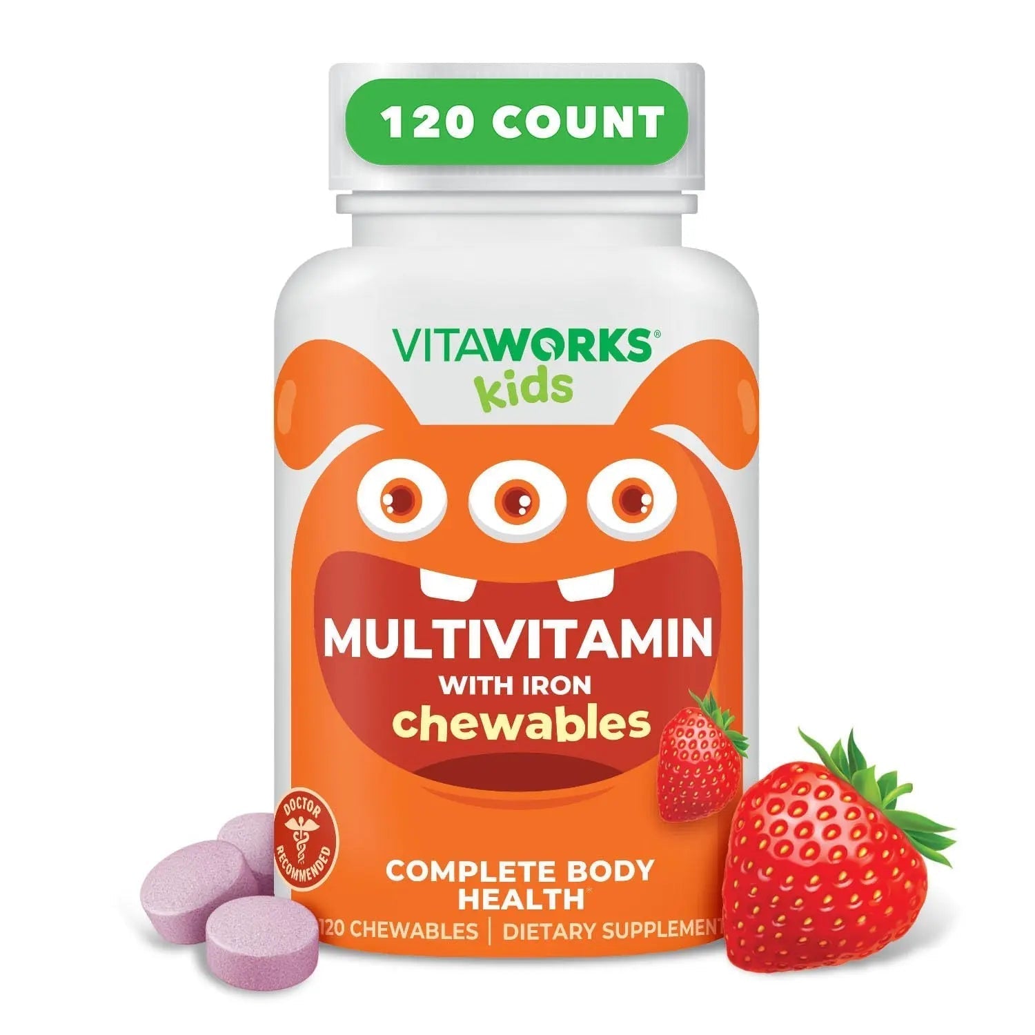 VitaWorks Kids Multivitamin with Iron & Minerals Chewable Tablets - Mixed Fruit Flavor - Vegetarian, GMO-Free, Nut Free VitaWorks uk supplements