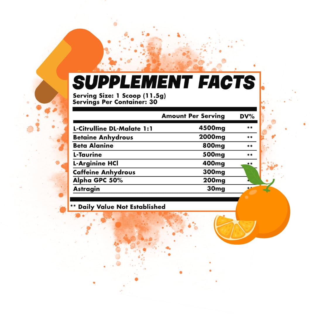 Orange Dreamsicle Pre Workout | The Best Tasting Pre Workout | Intense Increased Endurance Beta Bears uk supplements