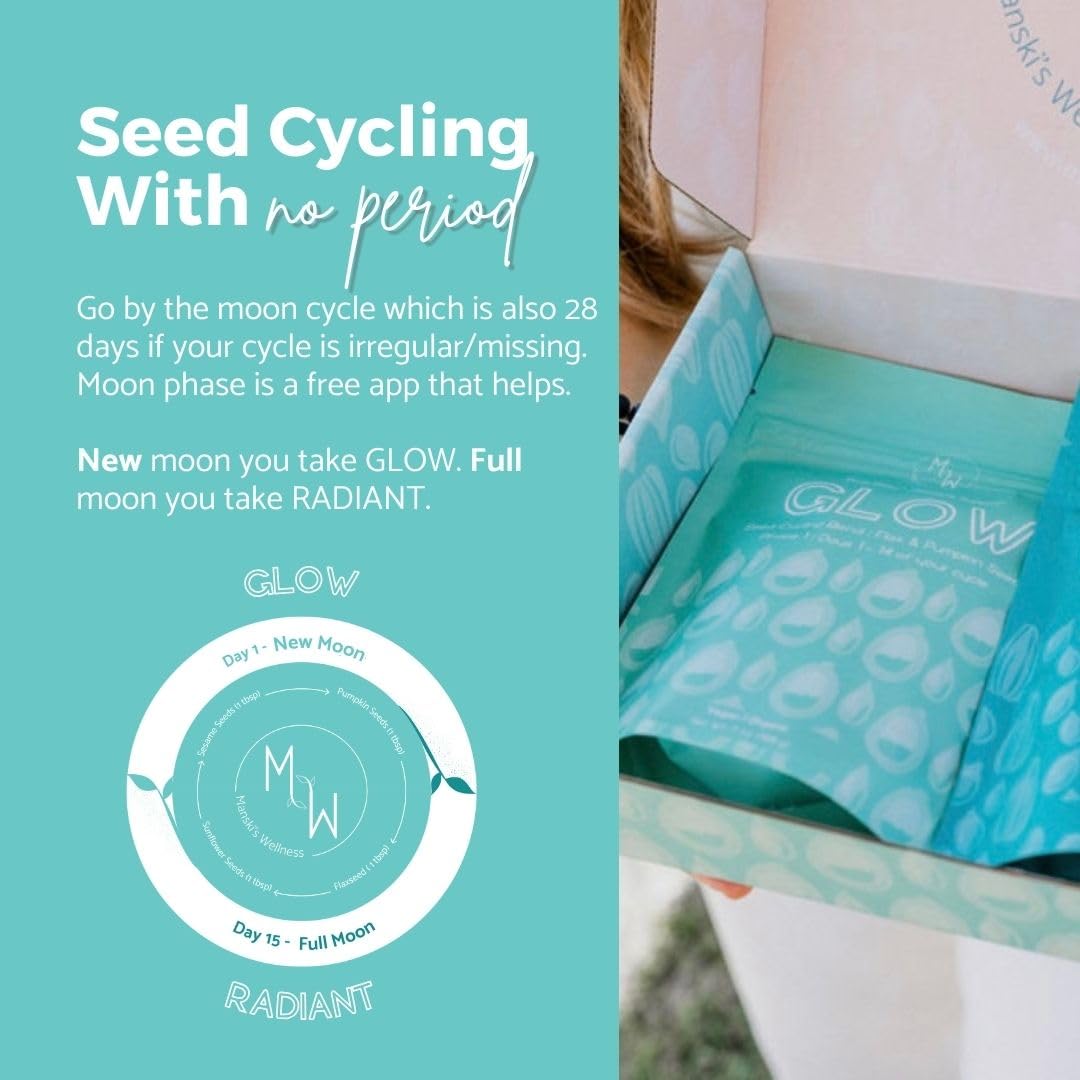 Manski's Wellness Glow & Radiant Seed Cycle Kit | PMS Support | Organic Seed Cycling | Natural Hormone Balance | Ease Cramps | Mitigate Cycle Symptoms | Vegan Supplement Manski's Wellness uk supplements