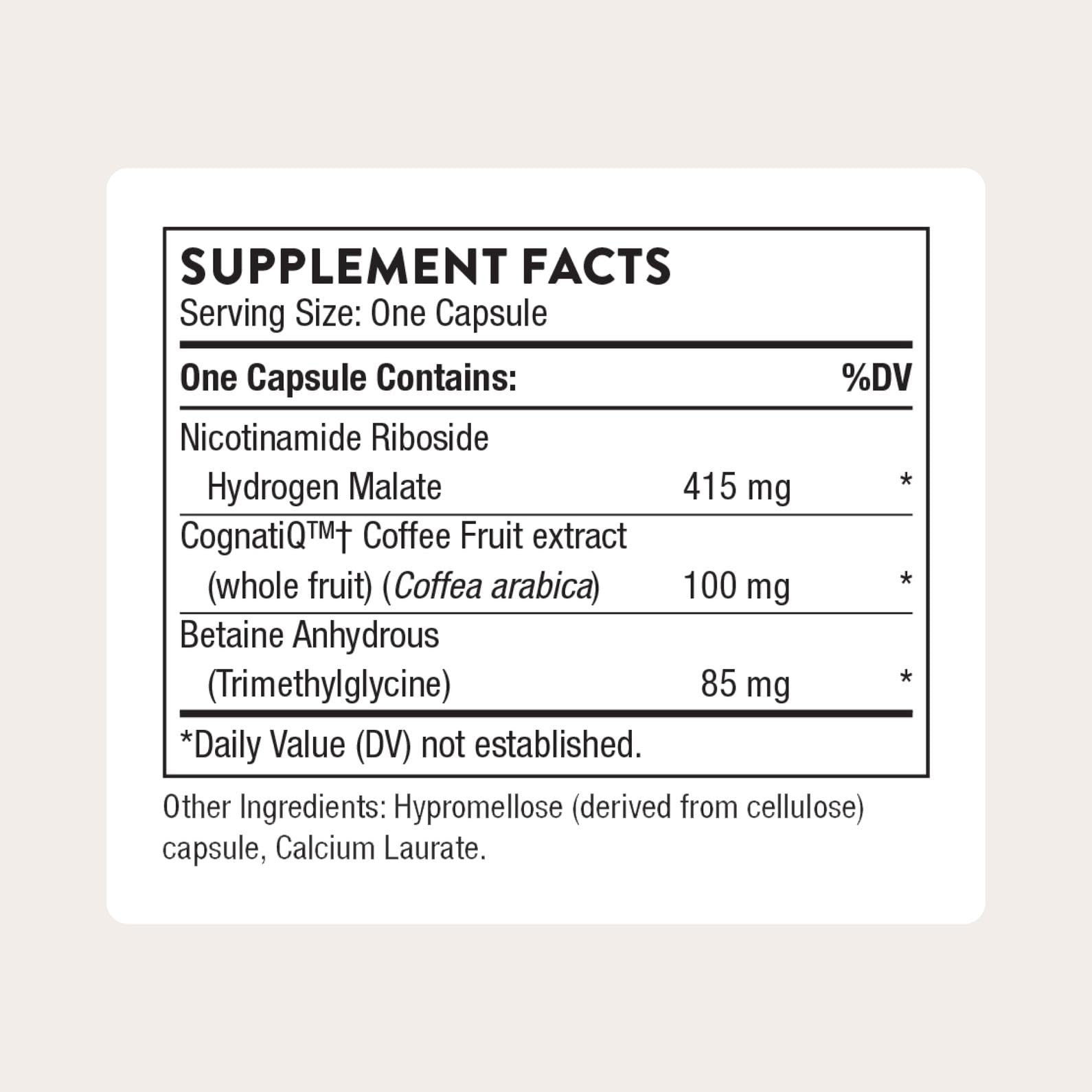 THORNE - Brain Factors - Brain Health Supplement with Nicotinamide Riboside, Coffee Fruit Extract & Betaine Anhydrous - Supports Learning, Memory & Cognition* - 30 Servings THORNE uk supplements