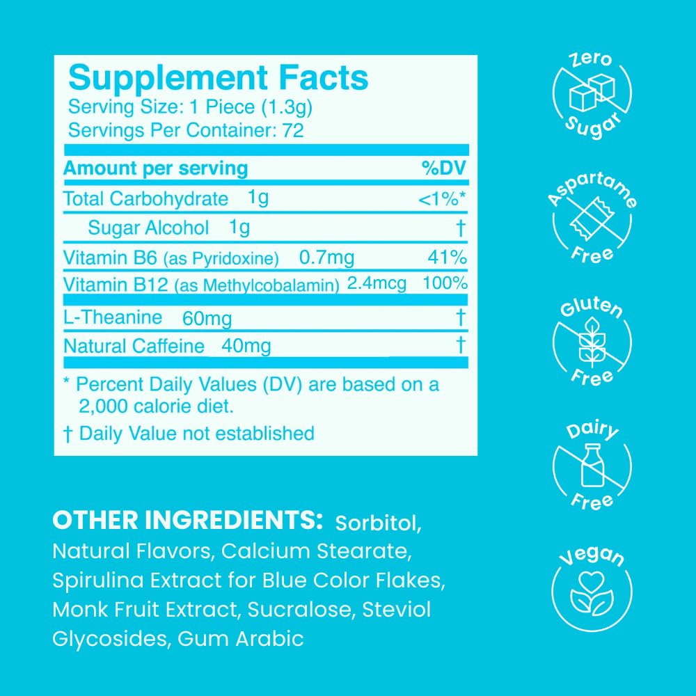 Neuro Energy & Focus Mints - Sugar Free Breath Mints with 40mg Natural Caffeine, B Vitamins & L-Theanine - Vegan Brain Supplement for Exercise, Study & Daily Focus - Peppermint, 72 ct Neuro uk supplements