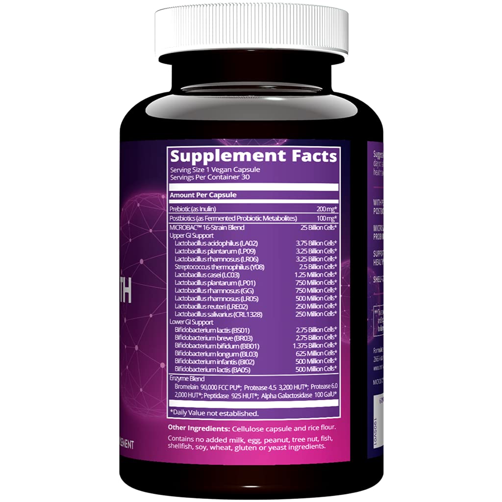 MRM Nutrition Extra Strength Probiotics - Supports Intestinal, GI, & Immune Health for Women & Men, Prebiotic, Probiotic, & Postbiotic Supplement, 25 Billion Cells & 16 Strains, Vegan - 30 Servings MRM uk supplements