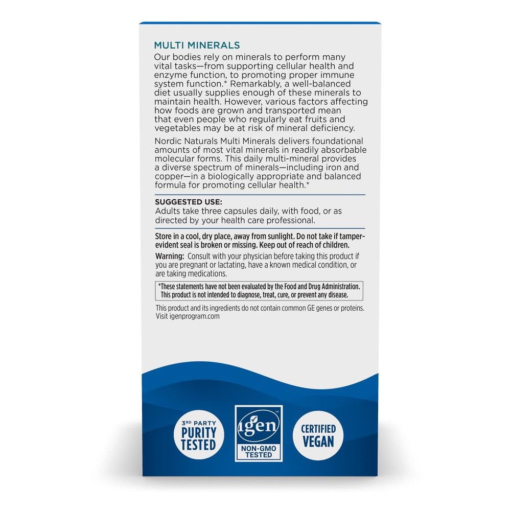 Nordic Naturals Multi Minerals, Unflavored - 90 Capsules - 11 Essential Minerals - Optimal Health & Wellness - Certified Vegan - Non-GMO - 30 Servings Nordic Naturals uk supplements