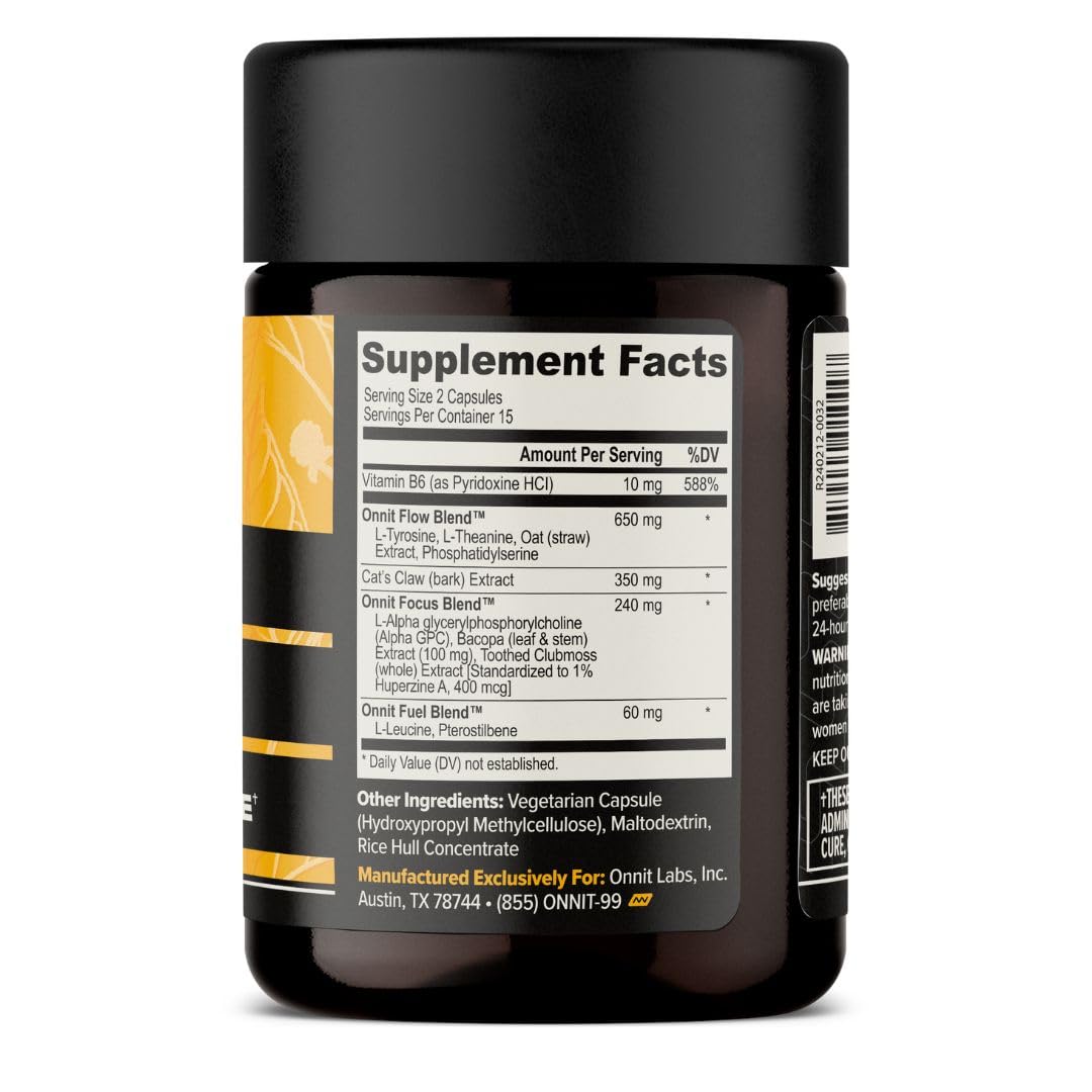 ONNIT Alpha Brain Nootropic Capsules for Men & Women, IGEN Non-GMO Tested Memory, Focus & Mental Clarity, with L-Theanine and Vitamin B6, 30 Count Each, Pack of 3 (90 Capsules) ONNIT uk supplements