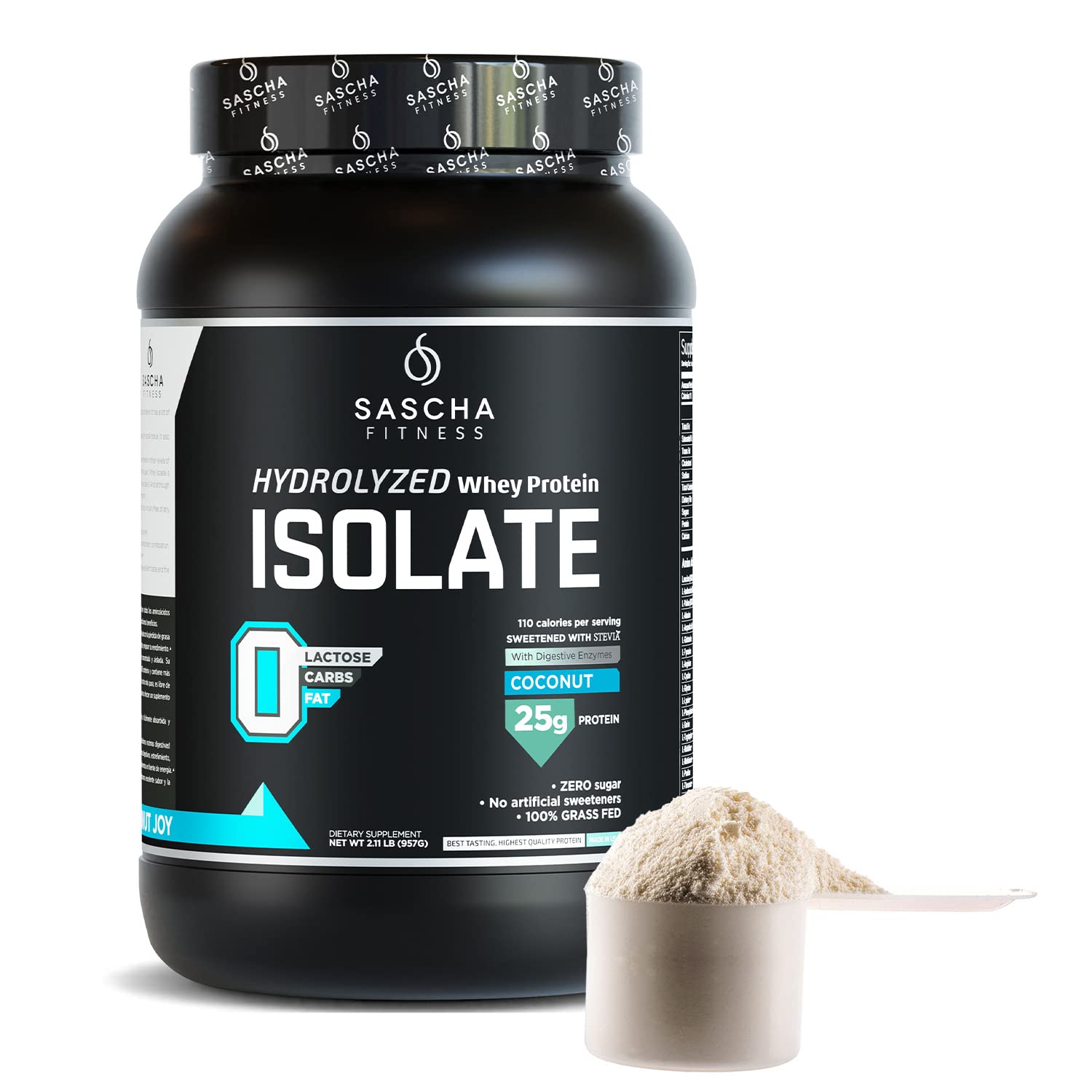 SASCHA FITNESS Hydrolyzed Whey Protein Isolate,100% Grass-Fed (2 Pounds, Coconut) SASCHA FITNESS uk supplements
