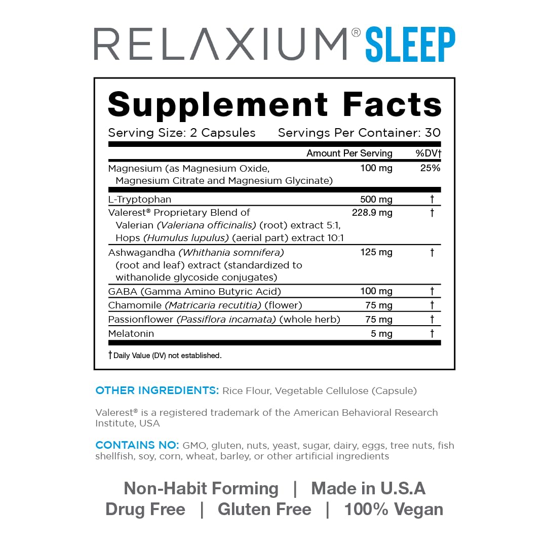 Relaxium Sleep Aid, 30-Day Supply, Dietary Supplement for Better Sleep Relaxium uk supplements