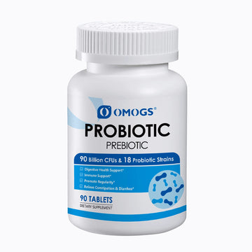 OMOGS Probiotics 90 Billion CFUs 18 Strains,with 3 Organic Prebiotic, Probiotics Supplement OMOGS uk supplements