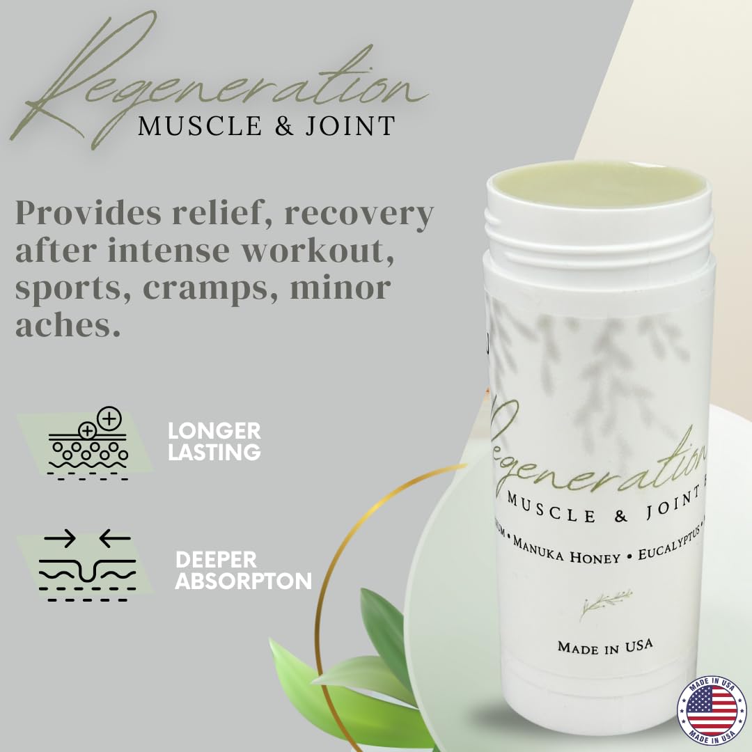 KANU Regeneration Muscle and Joint Soothing Balm Proprietary Blend of Magnesium, Manuka Honey, Eucalyptus & Menthol - Maximum Strength Formula for Aches- All Natural Ingredients-Made in The USA KANU uk supplements