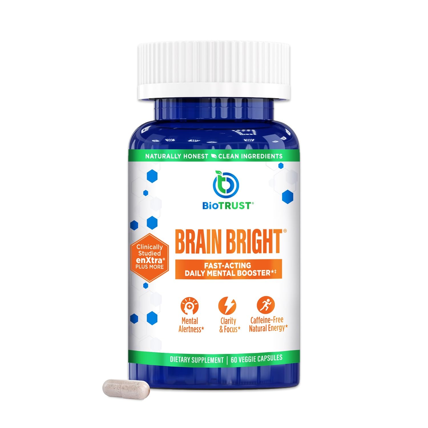 BioTrust Brain Bright – Daily Nootropic Boost for Focus, Concentration, Mental Clarity – Caffeine Free Nootropics Brain Support Supplement – Thai Ginger, Ginkgo, Folate, L-Theanine – 30 Servings BioTrust uk supplements