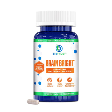 BioTrust Brain Bright – Daily Nootropic Boost for Focus, Concentration, Mental Clarity – Caffeine Free Nootropics Brain Support Supplement – Thai Ginger, Ginkgo, Folate, L-Theanine – 30 Servings BioTrust uk supplements