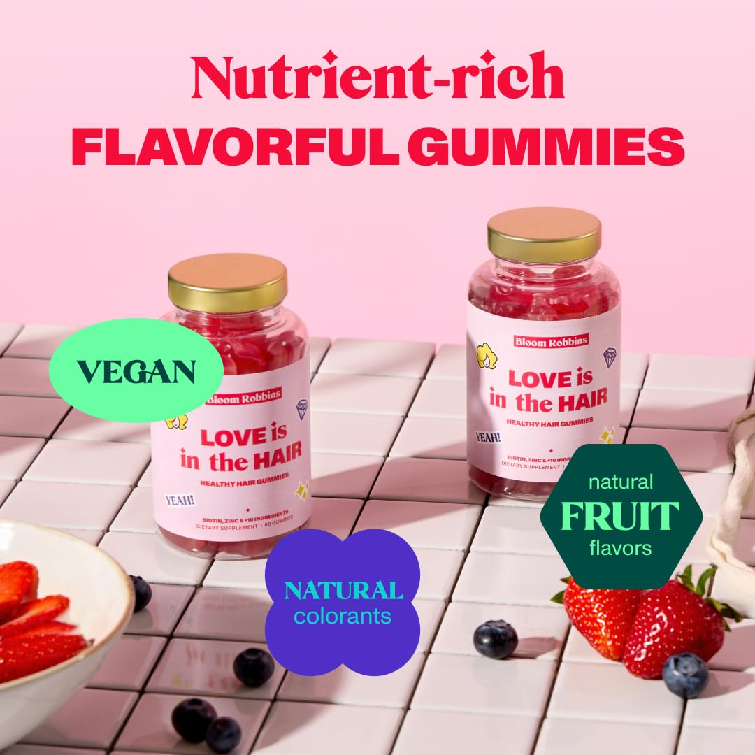 Bloom Robbins 60 Hair Gummies for Faster Hair Growth Vitamins for Women & 5000 MCG Bloom Robbins uk supplements