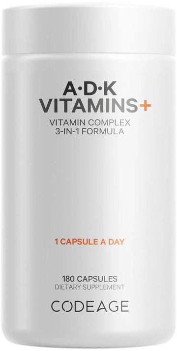 Codeage ADK Vitamins Supplement - Essential Vitamin A, D3 5000 IU, K1 & K2 (MK4 & MK7) - 6-Month Supply - 1 Capsule per Serving Codeage uk supplements